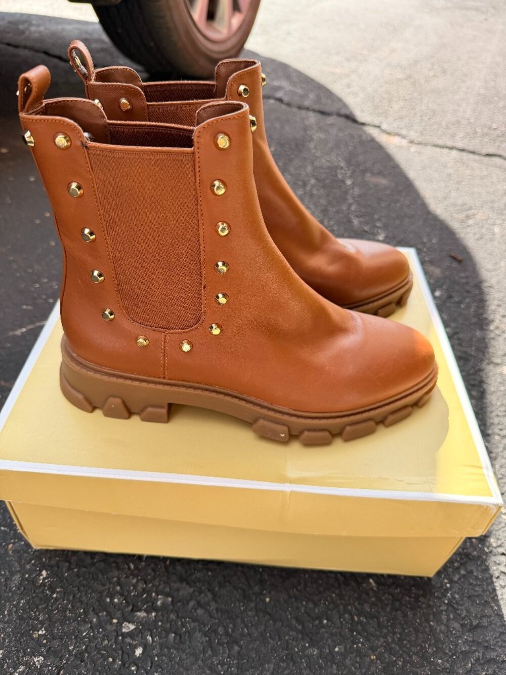 New Michael Kors Brown Leather Boots Women's Size 7.5